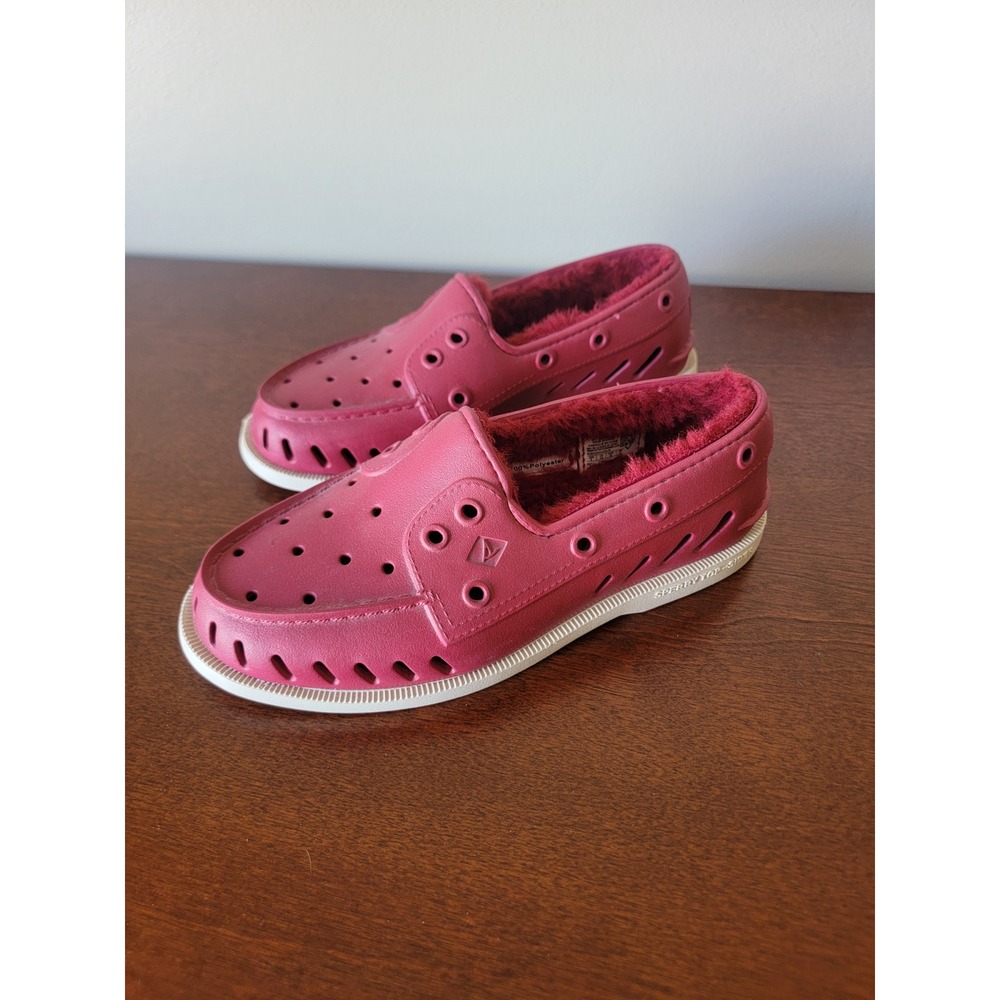 Sperry Authentic Original Float Cozy Boat Shoe Rhubarb Womens 6 Faux Fur Loafer